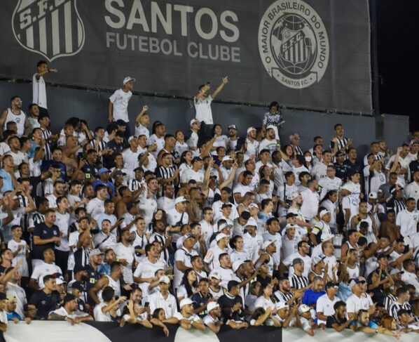 Torcida do Santos fazendo a festa na Vila Belmiro